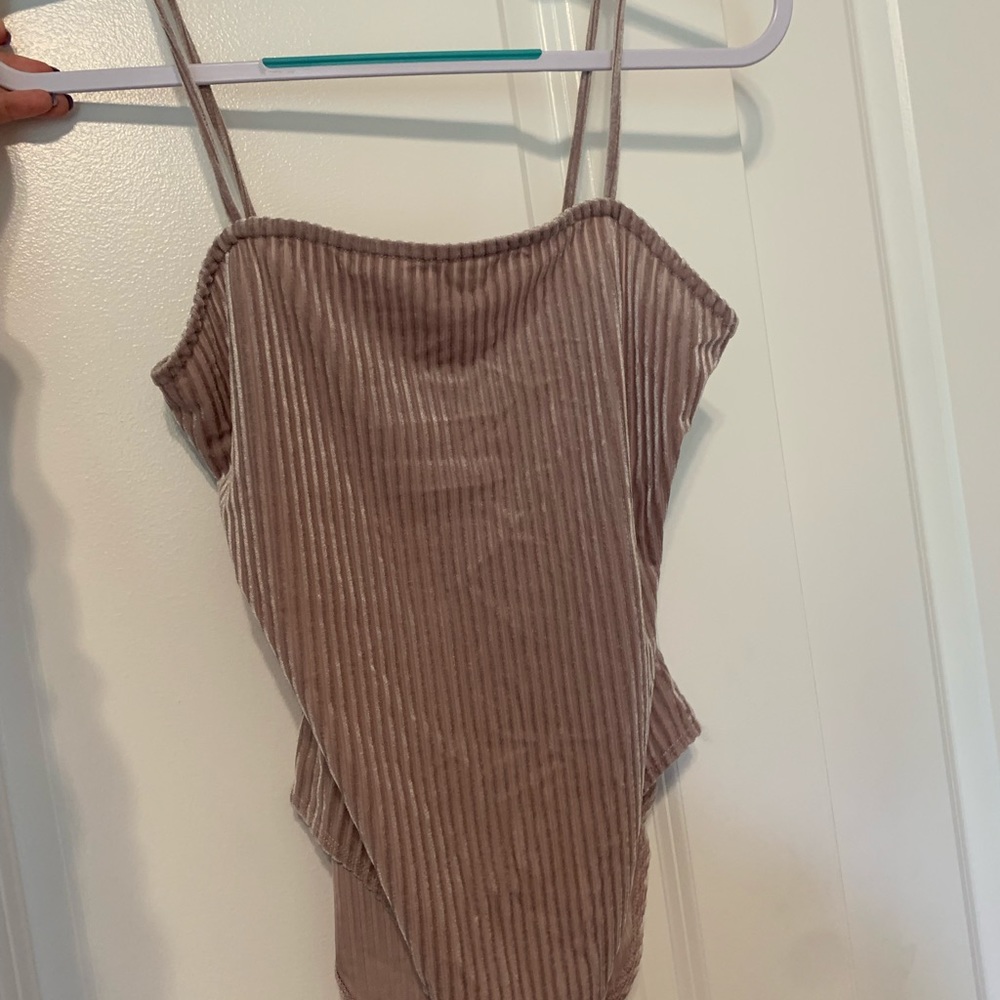 Mauve velvet striped bodysuit